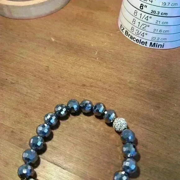 Vintage Silver Disco Crystal Beads Rhinestone Ball Erimish Stretch Bracelet - Picture 7 of 7